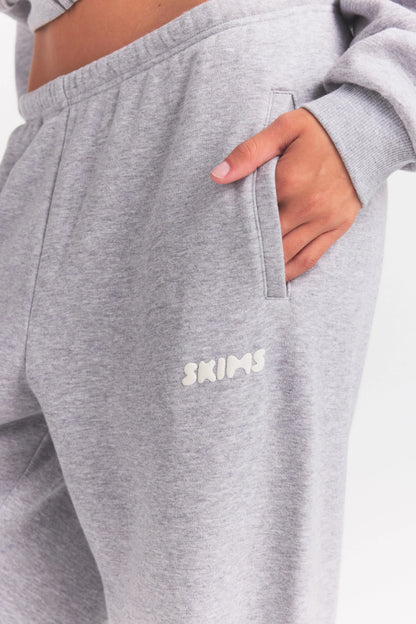 COTTON FLEECE JOGGER WITH EMBOSSED LOGO | HEATHER GREY