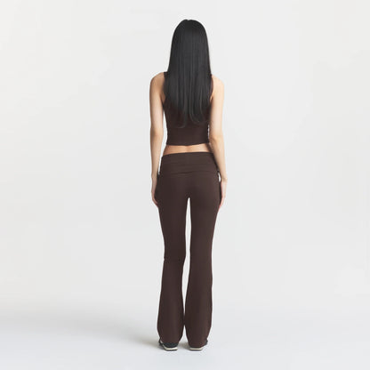 COTTON JERSEY FOLDOVER PANT | ESPRESSO
