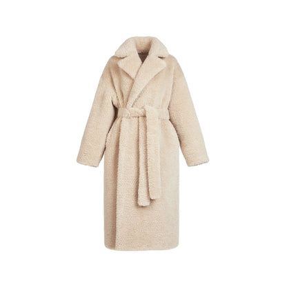 FAUX FUR OVERSIZED LONG COAT | CHAMPAGNE