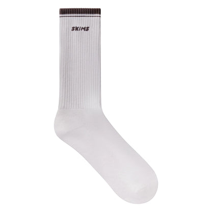 SKIMS SOCKS RIBBED CREW LOGO SOCK 3-PACK | STONE MULTI