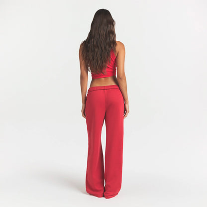 COTTON FLEECE STRAIGHT LEG PANT | WASHED RED