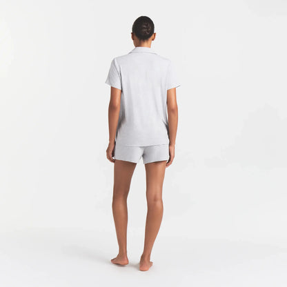 SKIMS SLEEP SHORT SLEEVE BUTTON UP SET | LIGHT HEATHER GREY