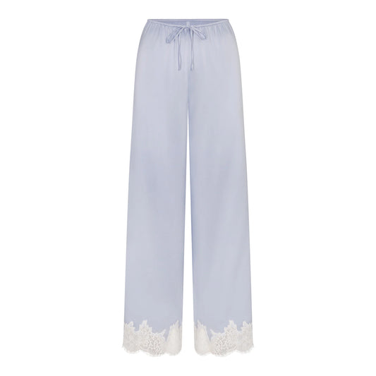 SILK LACE STRAIGHT LEG PANT | PERIWINKLE CONTRAST