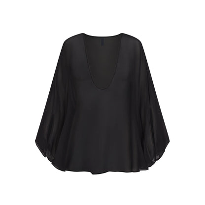 SWIM COVER-UPS SHEER MINI KAFTAN | OBSIDIAN