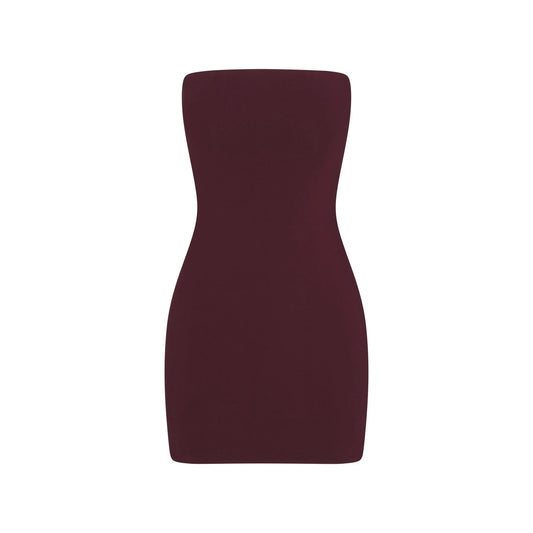 COTTON JERSEY MINI TUBE DRESS | CURRANT