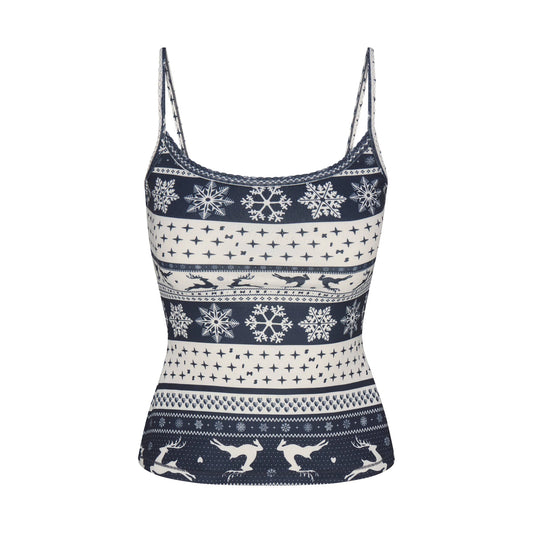 LOGO PLUSH POINTELLE CAMI | NAVY DEER FAIR ISLE