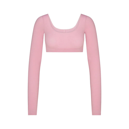 WOOL RIB LONG SLEEVE SUPER CROPPED TOP | HALITE