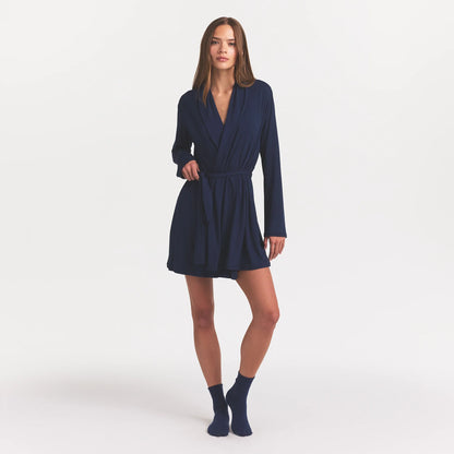SKIMS SLEEP SHORT ROBE | NAVY