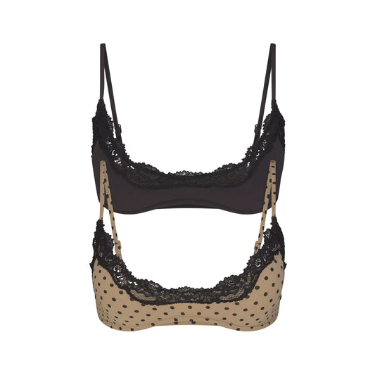 FITS EVERYBODY LACE SCOOP BRALETTE 2-PACK | MINI POLKA DOT AND ONYX