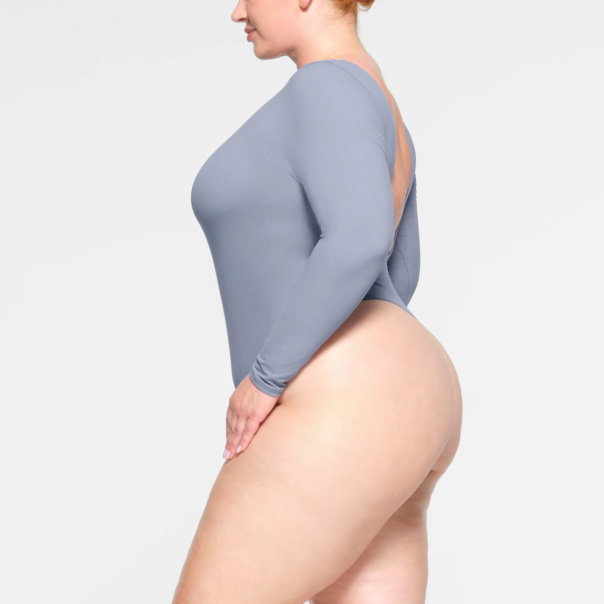 FITS EVERYBODY LONG SLEEVE LOW BACK BODYSUIT | SLATE