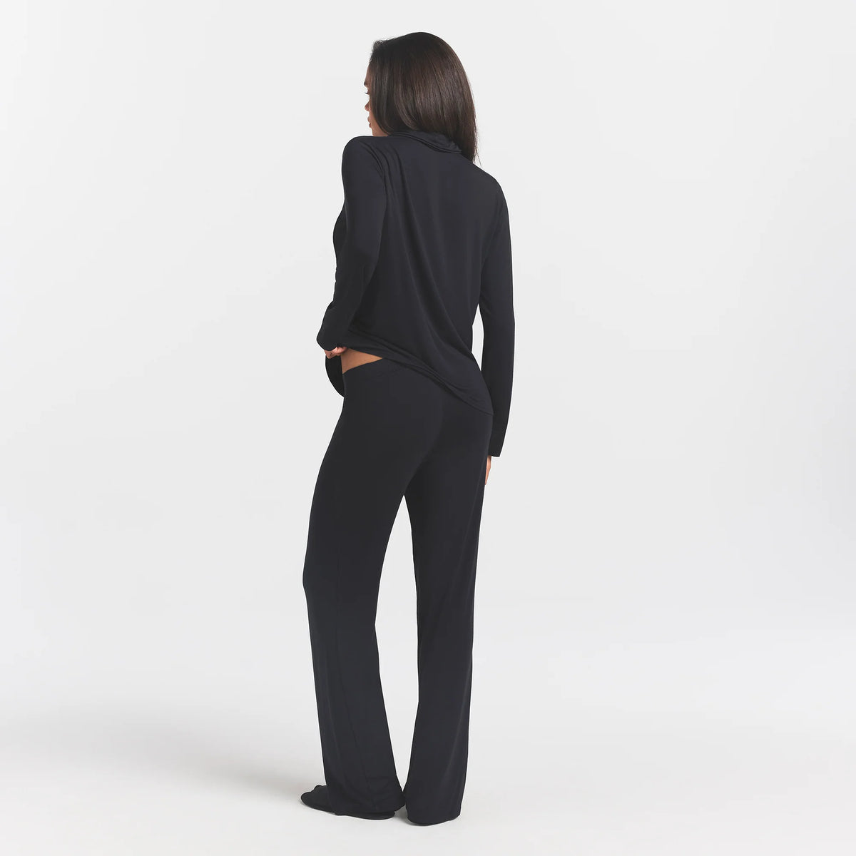 SKIMS SLEEP LONG SLEEVE BUTTON UP SET | ONYX