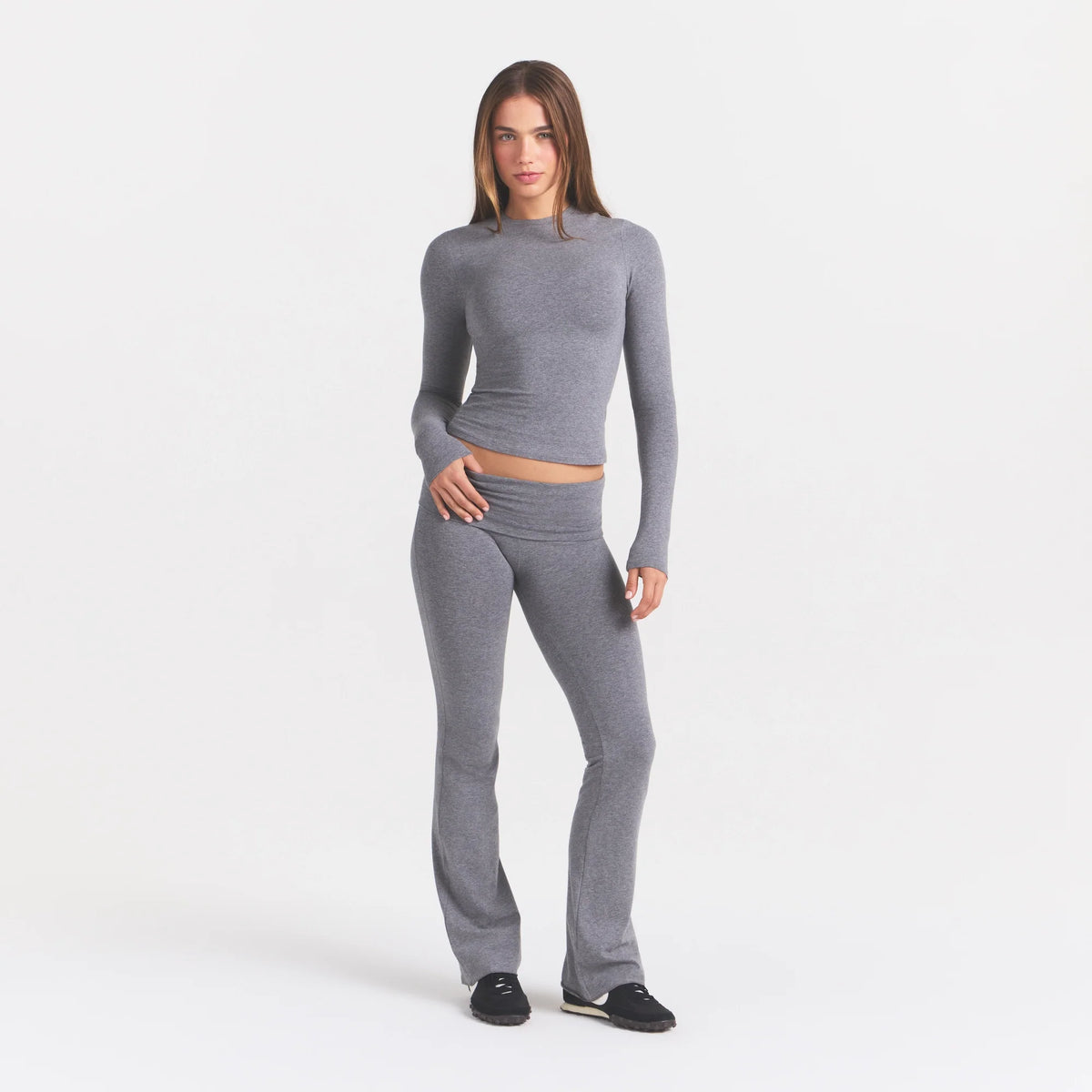 COTTON JERSEY LONG SLEEVE T-SHIRT | DARK HEATHER GREY
