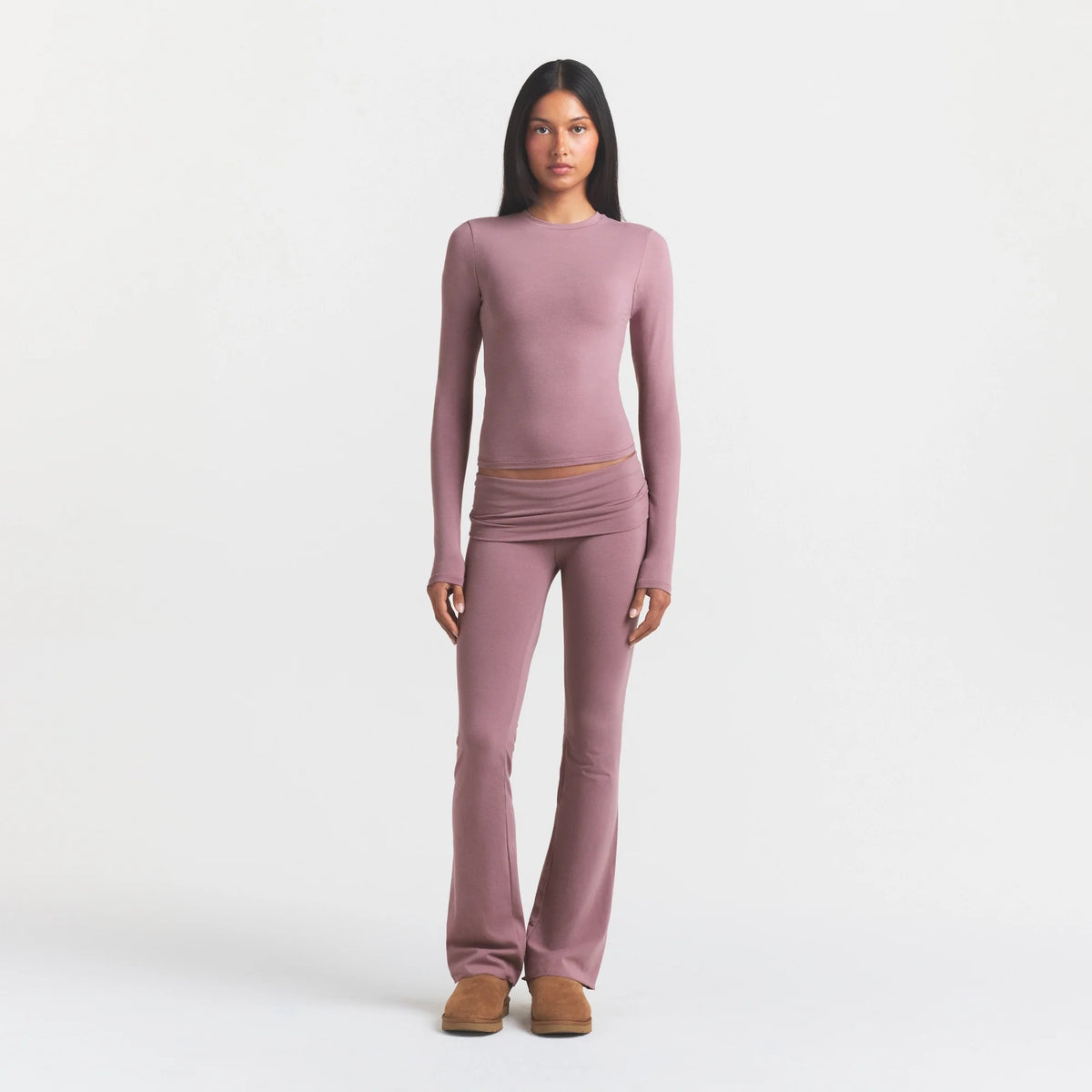 COTTON JERSEY LONG SLEEVE T-SHIRT | MUTED MAUVE