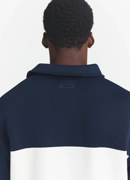 FLEECE LOUNGE MENS RUGBY POLO | NAVY