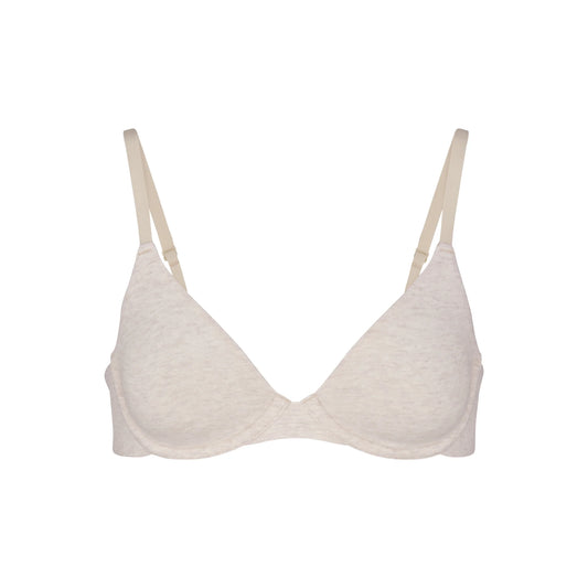 COTTON JERSEY T-SHIRT BRA | HEATHER OATMEAL