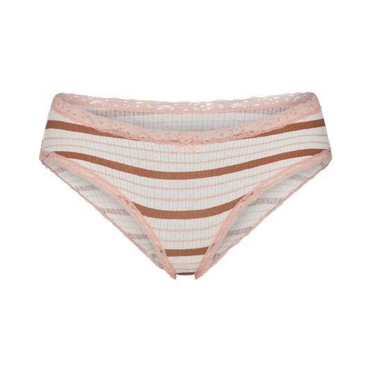 LIGHTWEIGHT COTTON POINTELLE LACE BRIEF | VILLA EGRET RUNWAY STRIPE