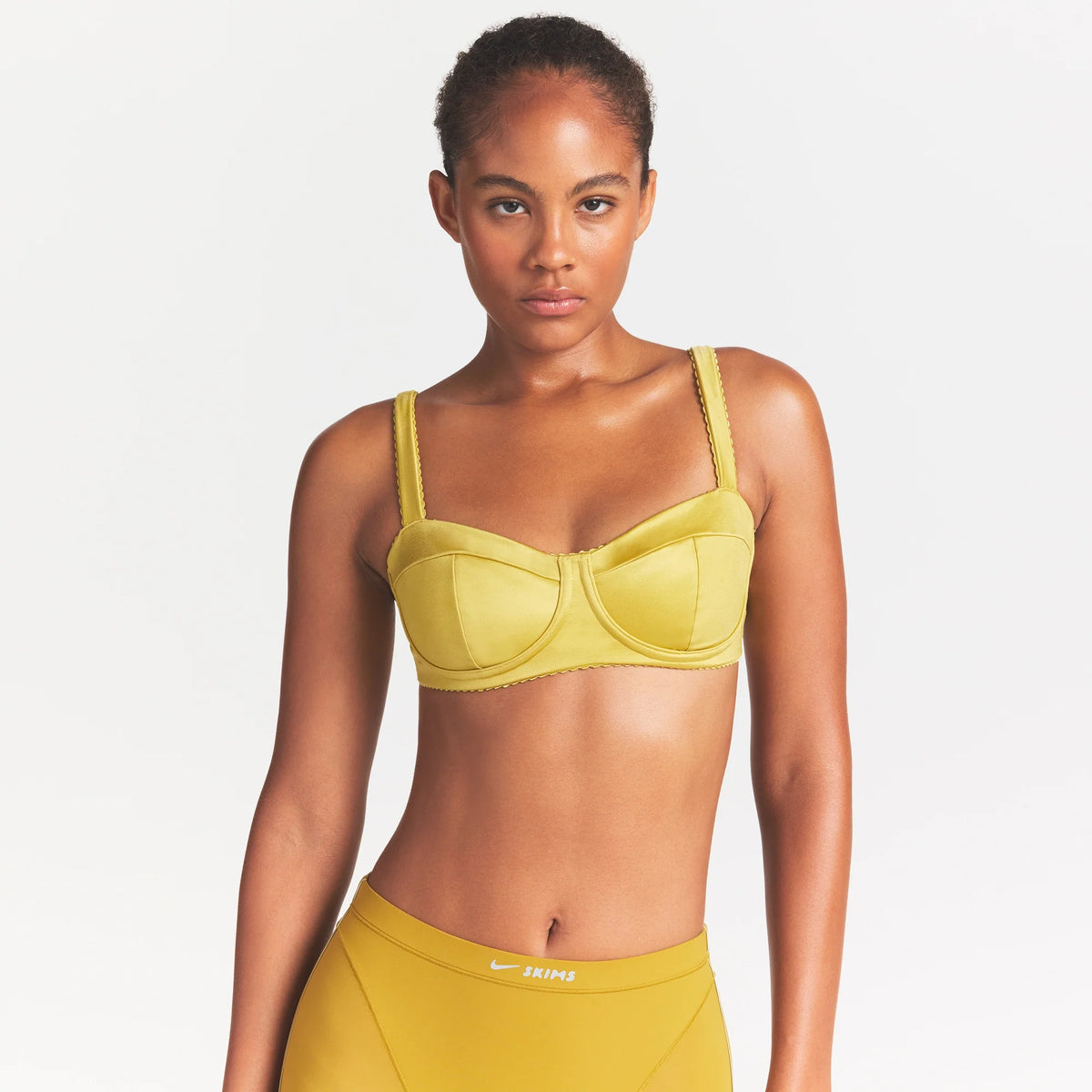 NikeSKIMS SATIN SHINE PANELED PICOT BRA | CITRINE