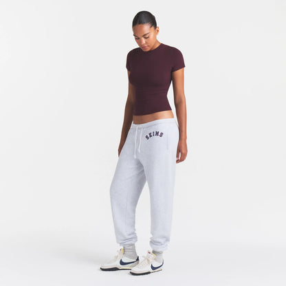 COTTON FLEECE JOGGER | LIGHT HEATHER GREY ARCHED SKIMS PLAID