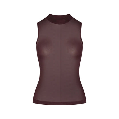 SLINKY KNIT MOCK NECK TANK | CURRANT