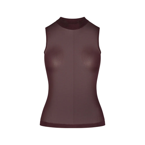 SLINKY KNIT MOCK NECK TANK | CURRANT