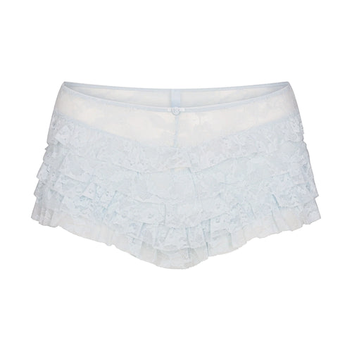 STRETCH LACE RUFFLE SHORT | POWDER BLUE