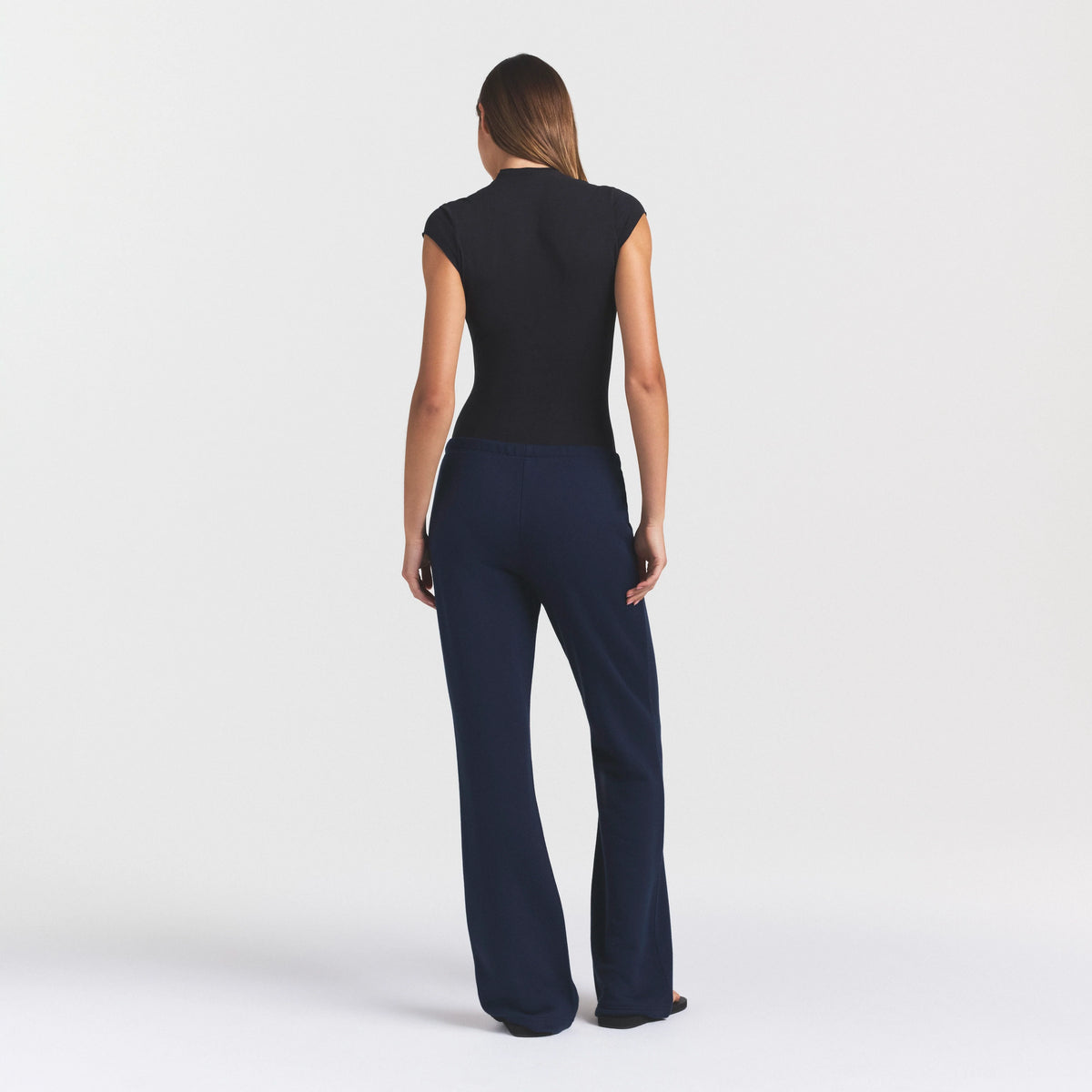 DRAPEY FRENCH TERRY STRAIGHT LEG PANT | NAVY