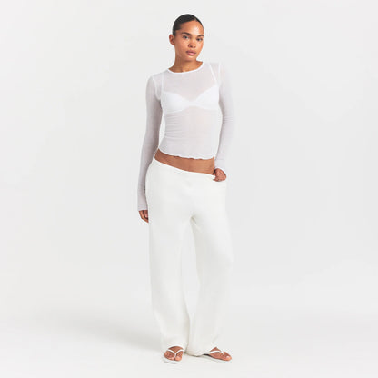 SHEER RIB LONG SLEEVE TOP | SNOW