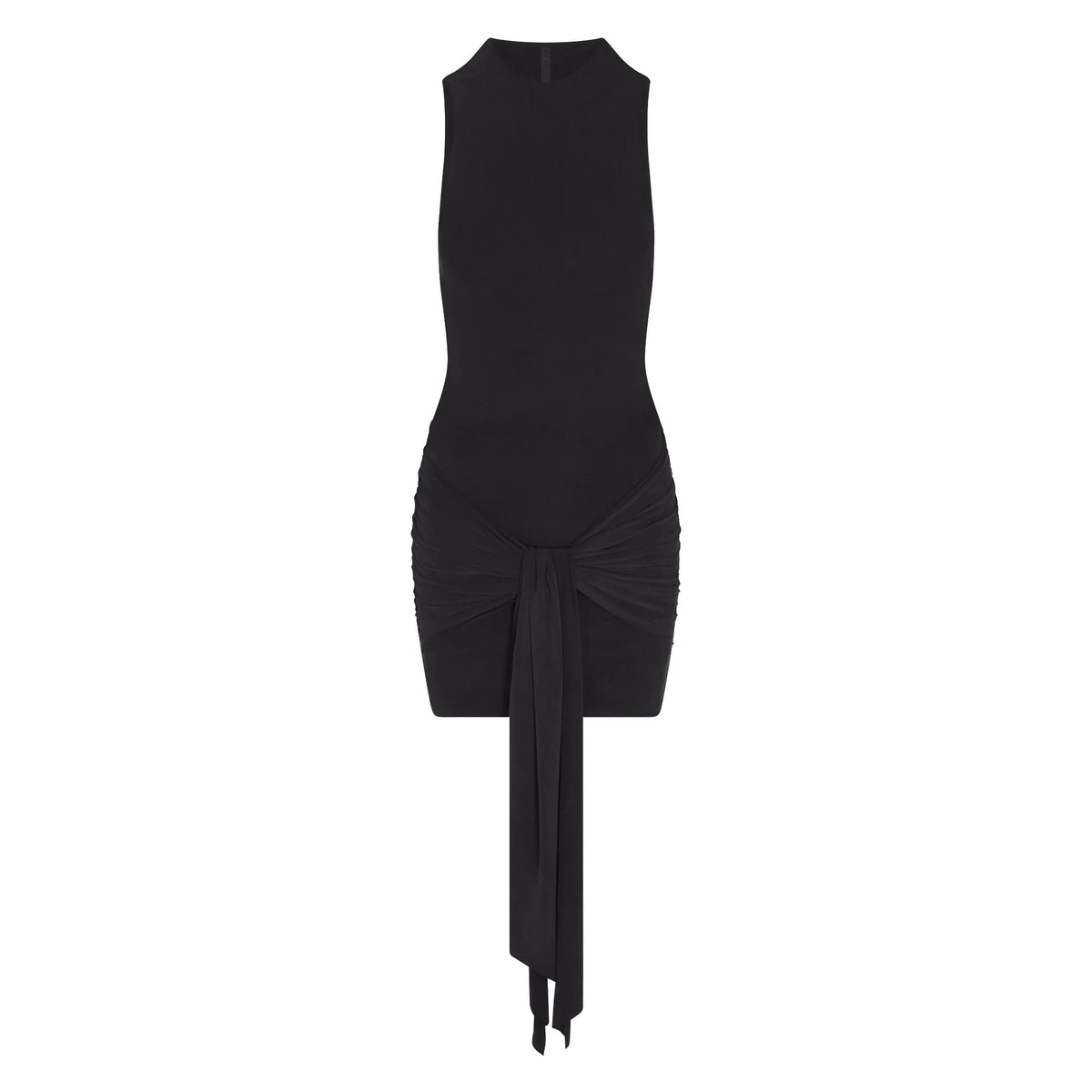CUPRO JERSEY WRAP MINI DRESS | OBSIDIAN