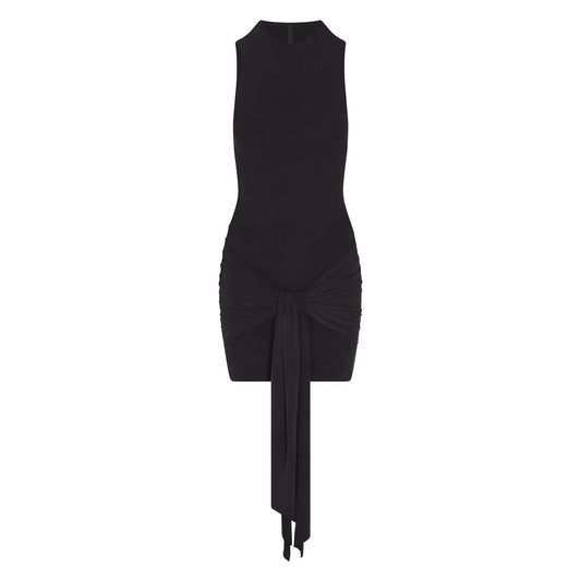 CUPRO JERSEY WRAP MINI DRESS | OBSIDIAN