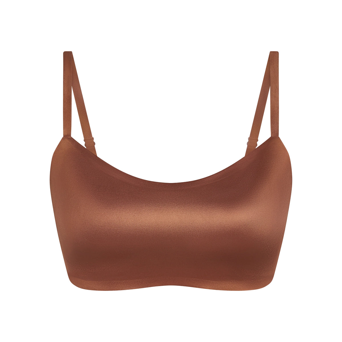 NikeSKIMS SATIN SHINE SCOOP CAMI BRA | CAROB BROWN