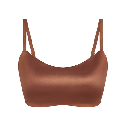 NikeSKIMS SATIN SHINE SCOOP CAMI BRA | CAROB BROWN