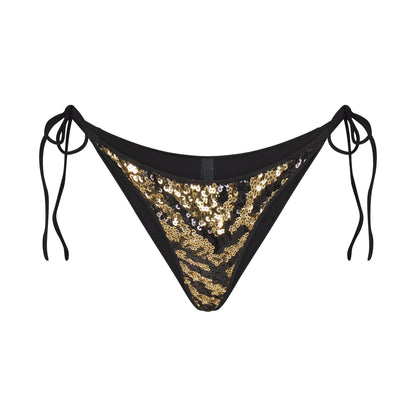 ICONIC SWIM SEQUIN BIKINI BOTTOM | BISCOTTI SEQUINED ZEBRA