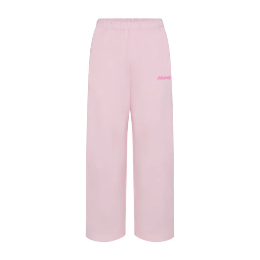 COTTON FLEECE STRAIGHT LEG PANT WITH EMBOSSED LOGO | CHERRY BLOSSOM