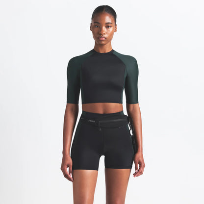NikeSKIMS SHINE PADDED HALF SLEEVE CROP TOP | OBSIDIAN AND DARK TEAL