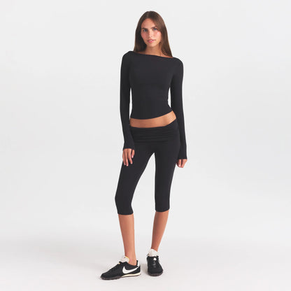 COTTON JERSEY FOLDOVER CAPRI | SOOT