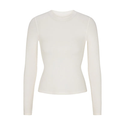 COTTON RIB LONG SLEEVE T-SHIRT | MARBLE