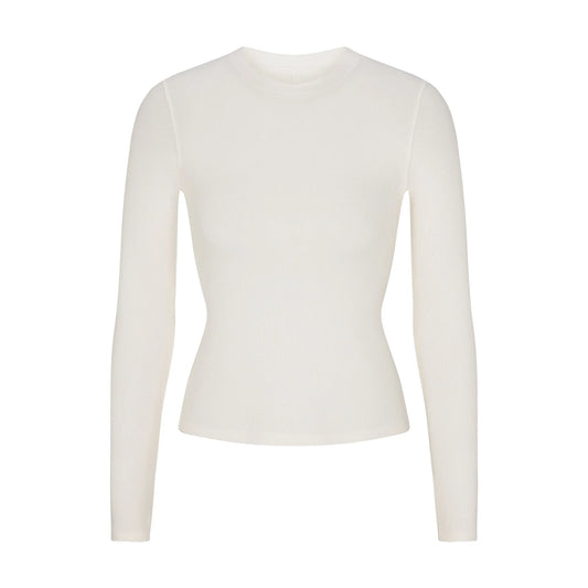 COTTON RIB LONG SLEEVE T-SHIRT | MARBLE