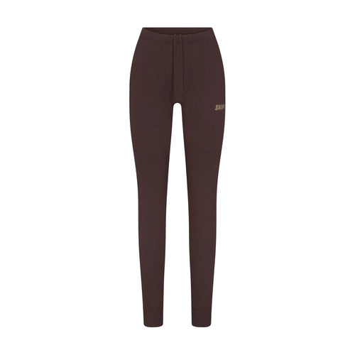 COTTON FLEECE LEGGING WITH EMBOSSED LOGO | ESPRESSO