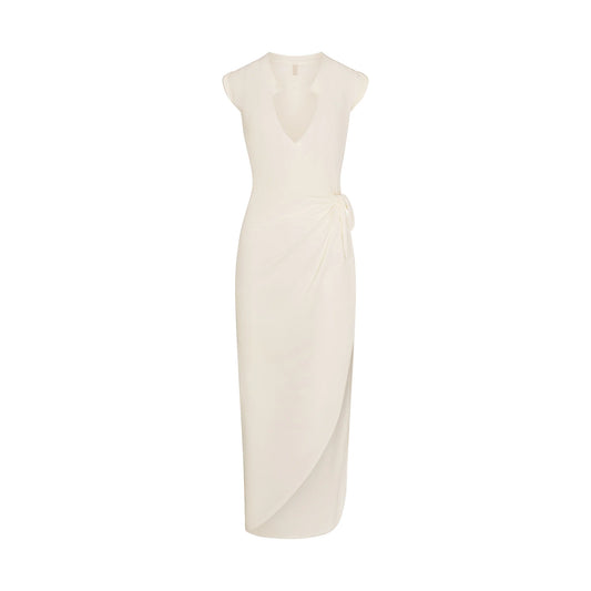 SWIM COVER-UPS COTTON TIE DRESS | EGRET