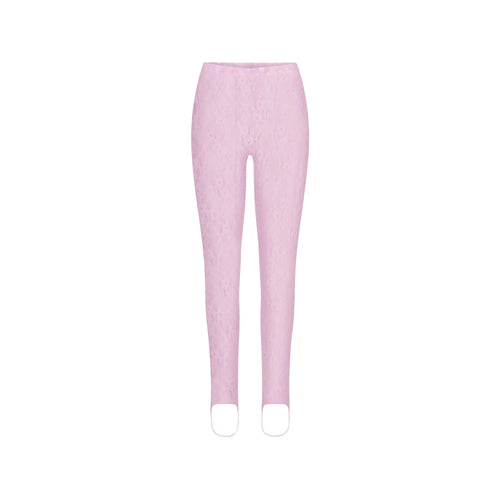 STRETCH LACE STIRRUP LEGGING | BABY PINK