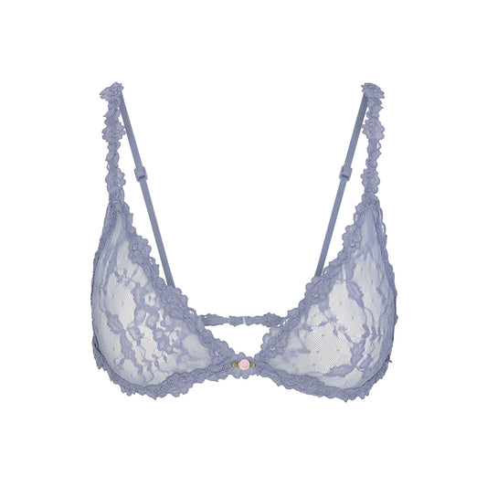 STRETCH LACE TRIANGLE BRALETTE | SLATE