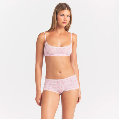 LIGHTWEIGHT COTTON POINTELLE LACE BOY SHORT | BLOOM DAINTY FLORAL