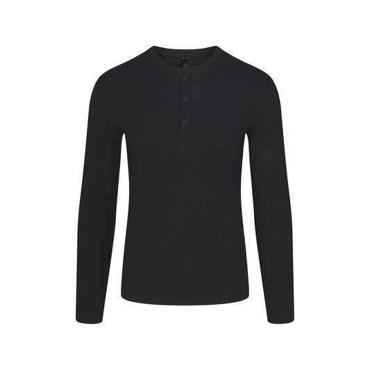 SKIMS COTTON RIB MENS HENLEY | ONYX