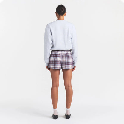 COTTON FLEECE CREWNECK | LIGHT HEATHER GREY ARCHED SKIMS PLAID