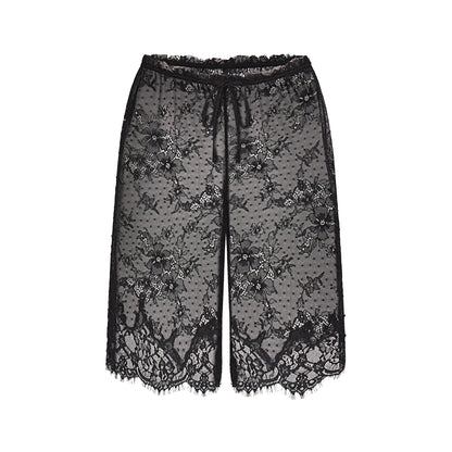ULTRA FINE LACE LONG SHORT | OBSIDIAN