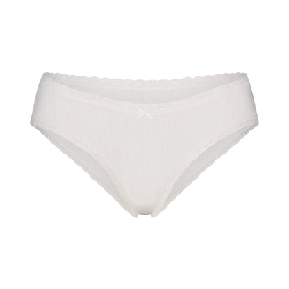 LIGHTWEIGHT COTTON LACE BRIEF | SNOW