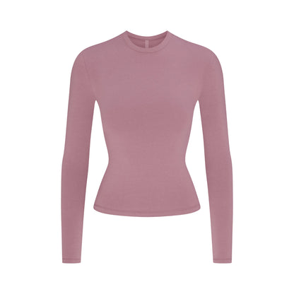COTTON JERSEY LONG SLEEVE T-SHIRT | MUTED MAUVE