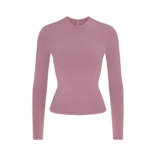 COTTON JERSEY LONG SLEEVE T-SHIRT | MUTED MAUVE