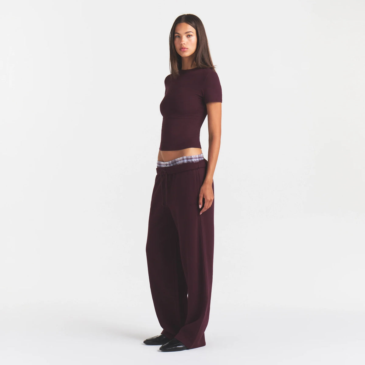 COTTON FLEECE STRAIGHT LEG PANT | CURRANT