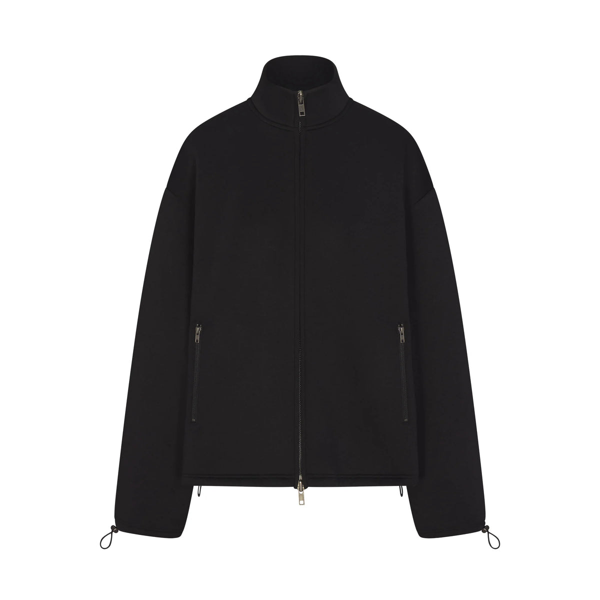 NEOPRENE OUTERWEAR OVERSIZED MOCK NECK JACKET | OBSIDIAN